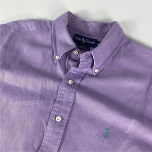 Polo Ralph Lauren Long Sleeve Purple Linen Shirt Women Size Large